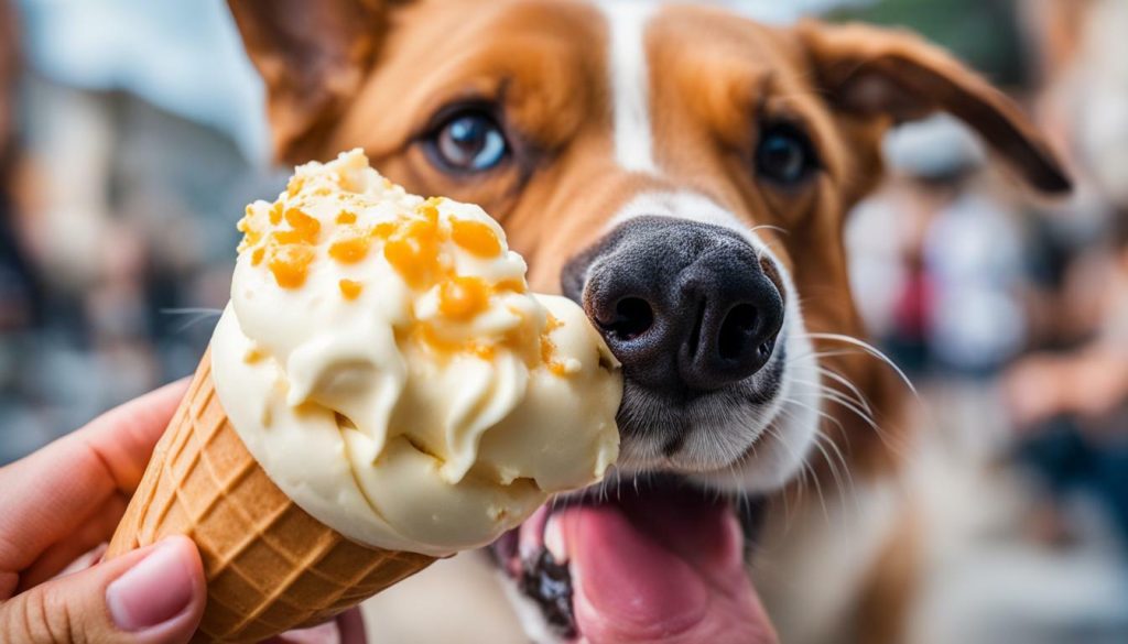 Feeding ice cream to dogs