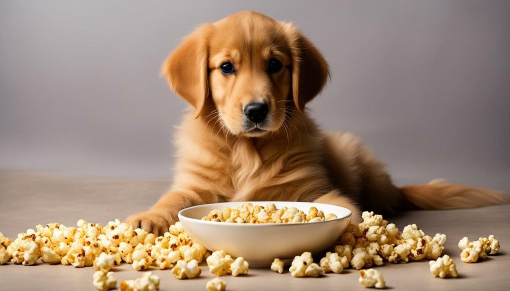 caramel popcorn and dog