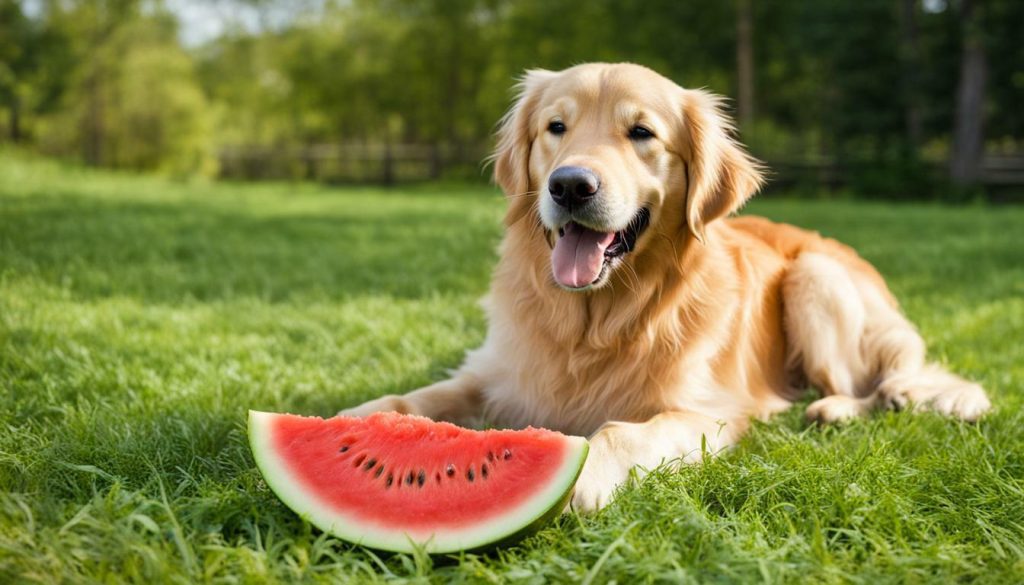 dog eating fruits
