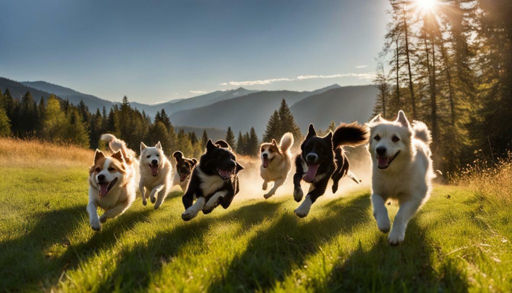 dogs enjoying outdoor exercise
