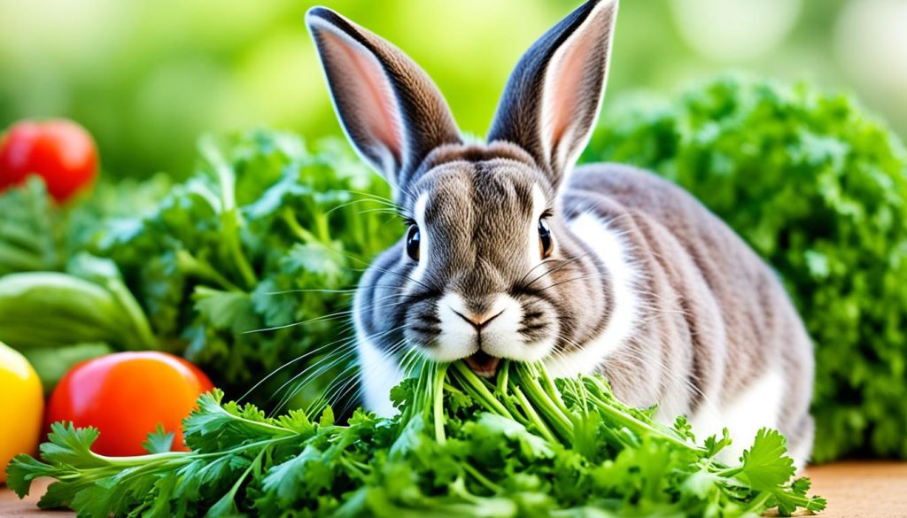 Feeding rabbits parsley