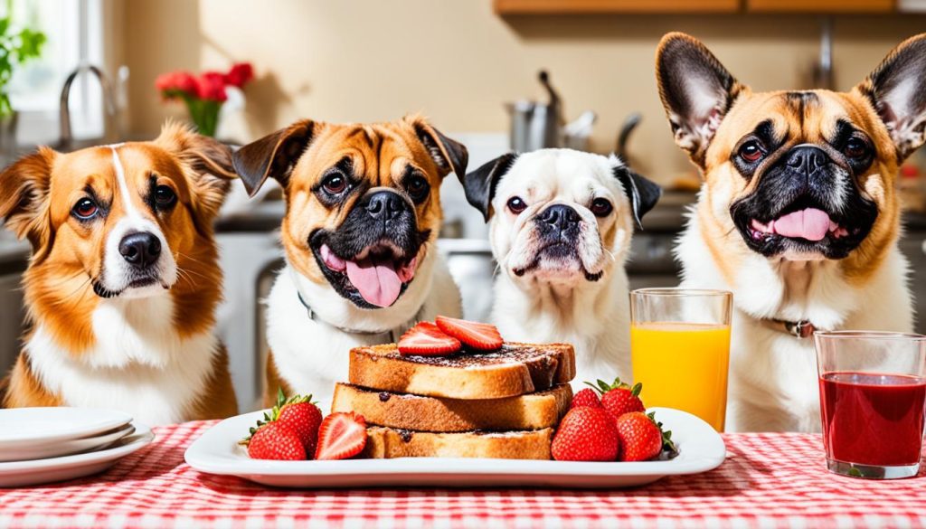 dogs eating french toast