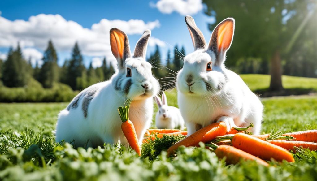 feeding carrots to rabbits
