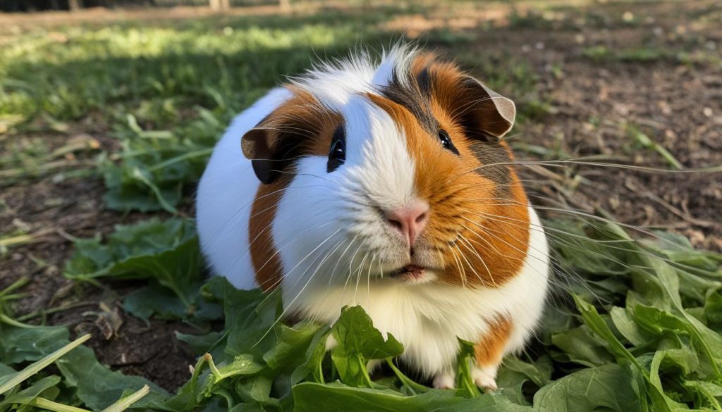 guinea pig eating dandelions