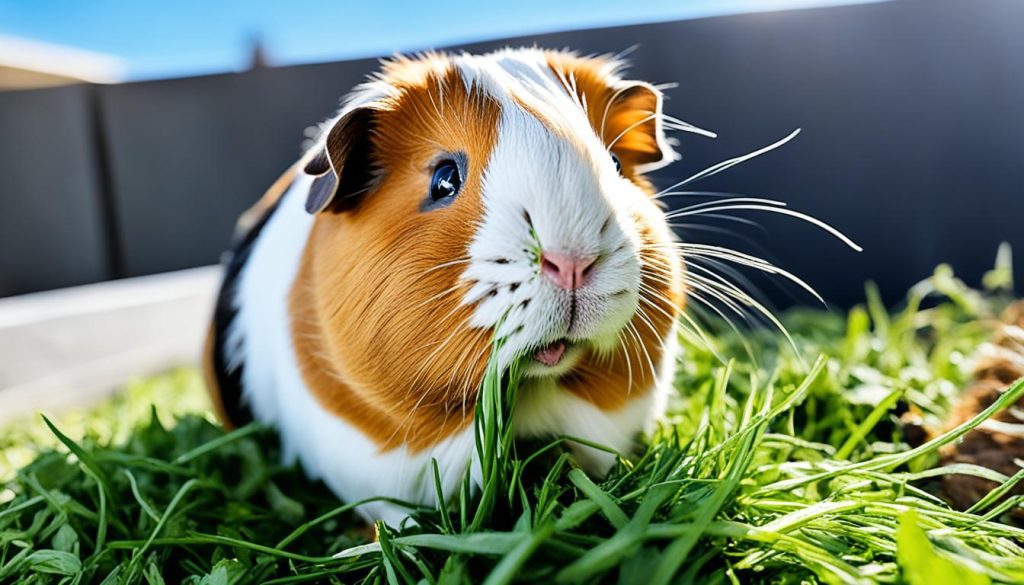 guinea pig eating grass