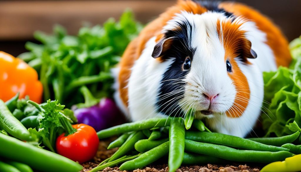guinea pig eating green beans
