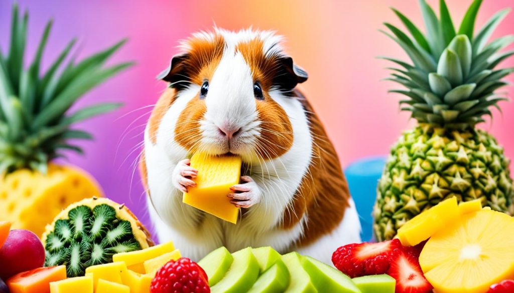 guinea pig eating pineapple