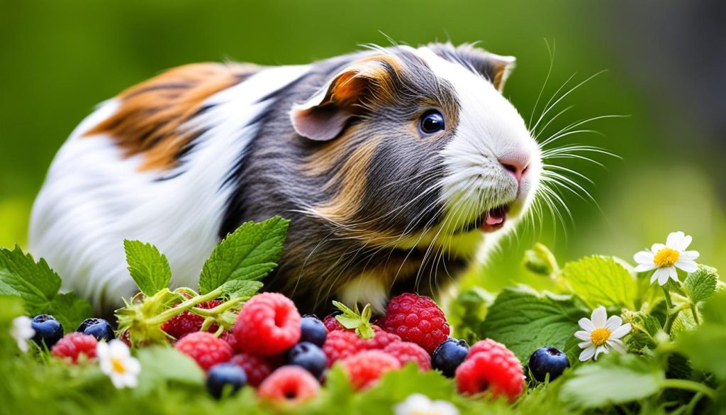 guinea pig eating raspberries