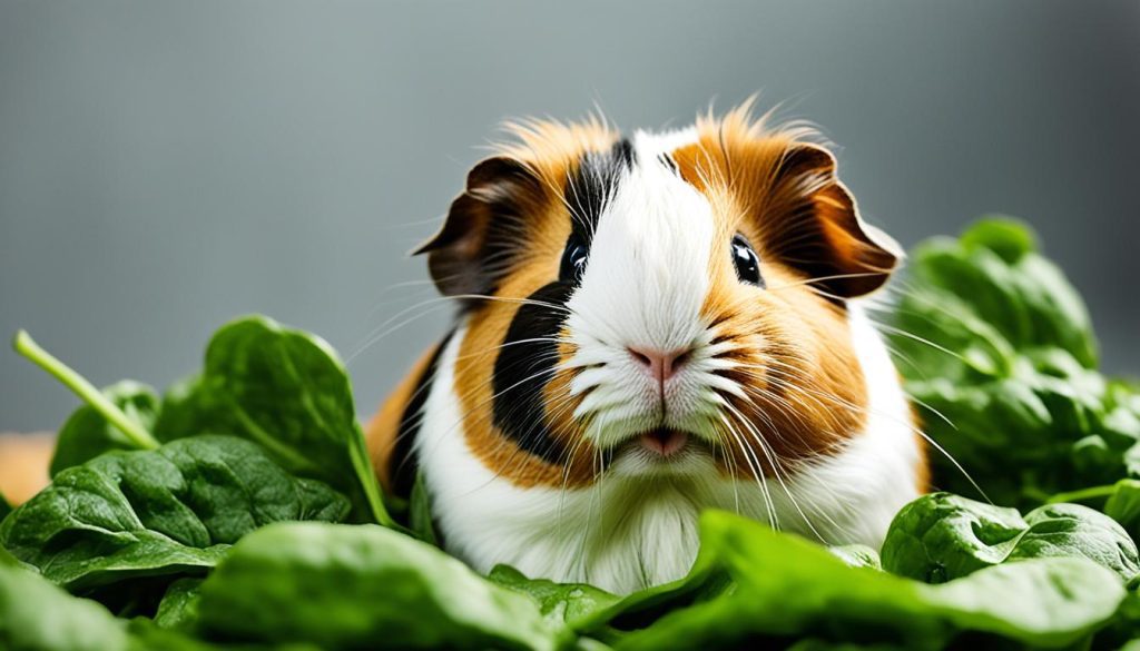 guinea pig eating spinach