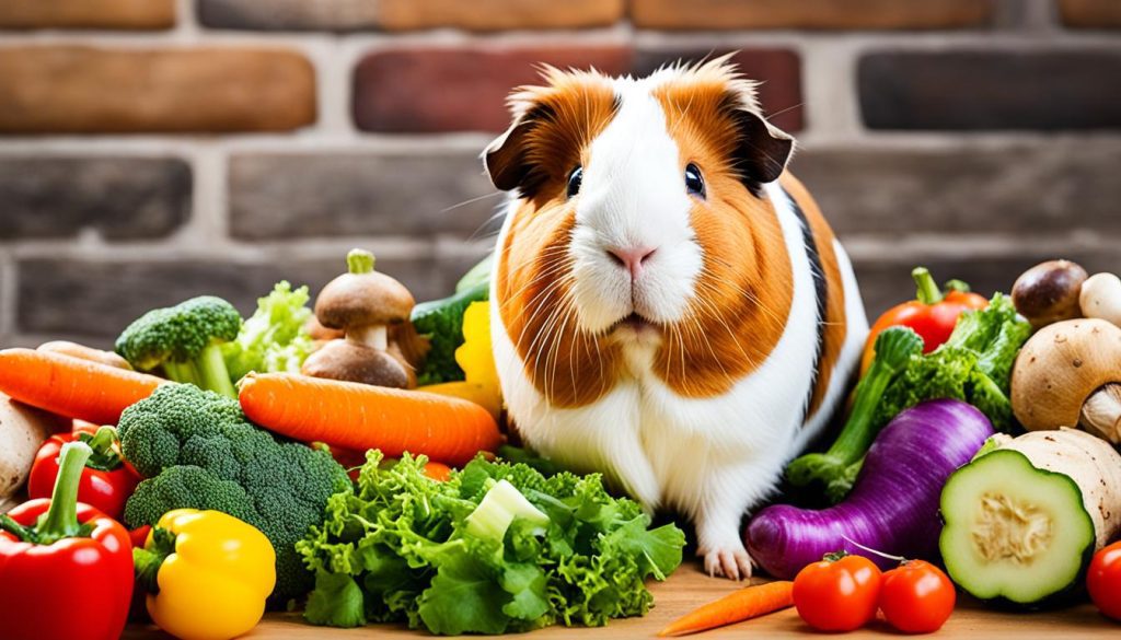 guinea pig eating vegetables